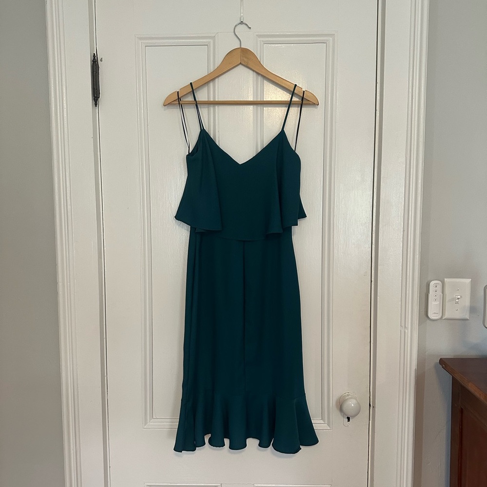Elegant Teal Spaghetti Strap Dress